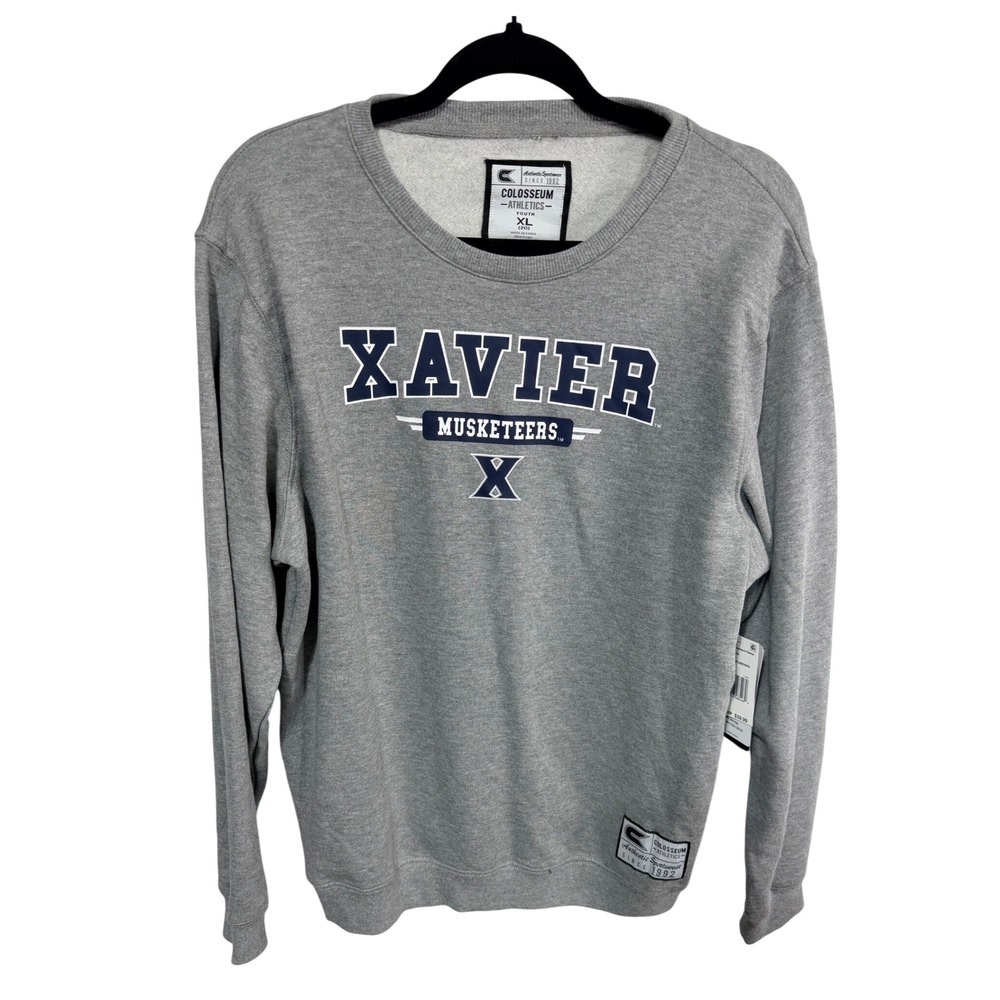 Colosseum Crewneck Xavier Musketeers Kids XL NCAA Collegiate Sportswear Gray New